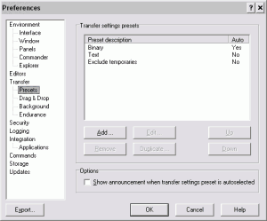 Tryby przesyłania plików w WinSCP